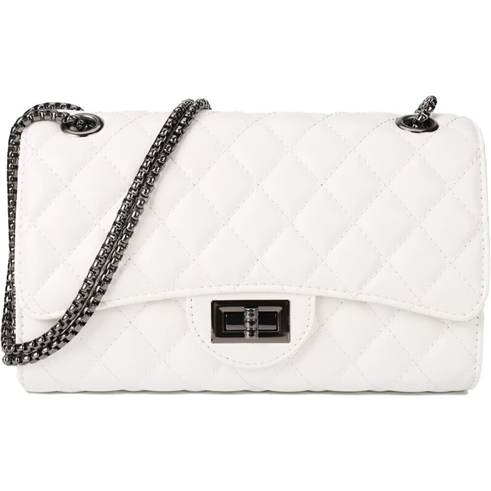 Women White Black Imported Trendy Quilted Crossbody Shoulder Chain Designer Bag